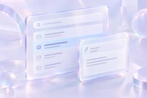 Artystyczna wizualizacja AI — OmniMail: Mniej szukania. Więcej orientacji.