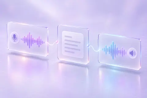 Artystyczna wizualizacja AI — OmniVoice: Powiedz. Przeczytaj. Posłuchaj.